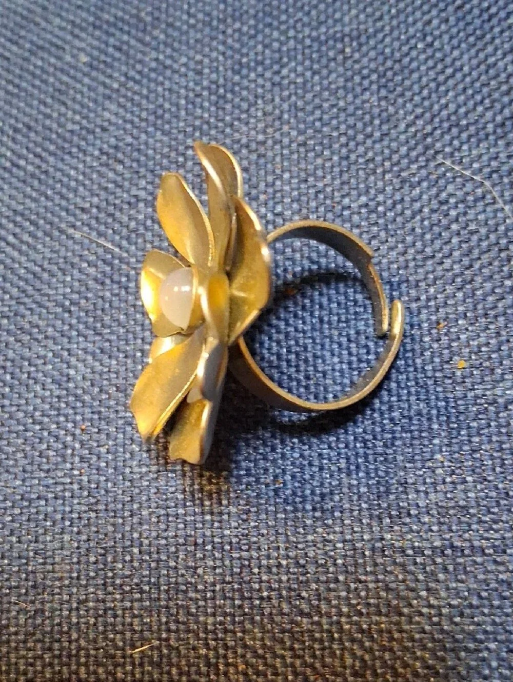 Silver Floral Statement Ring with Moonstone Center - Women Jewelry